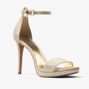 NWT Michael Kors Hutton Chain Mesh Heeled Sandals